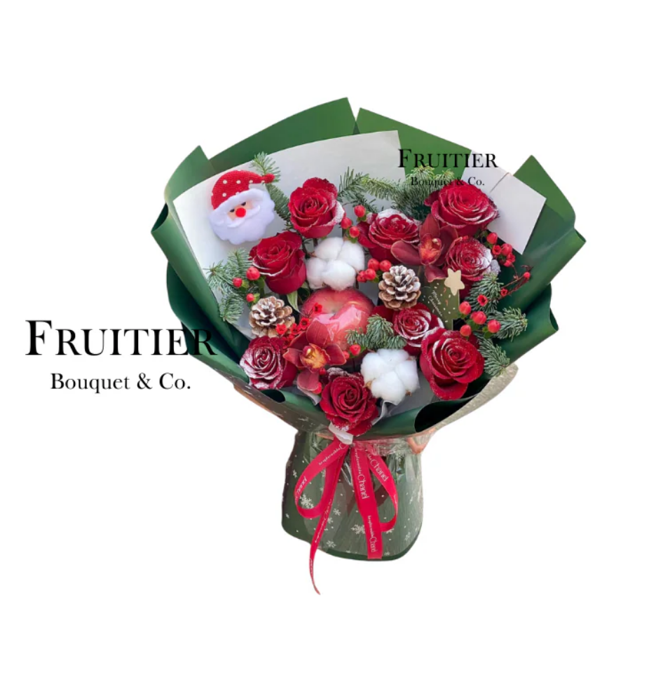 聖誕節禮物，送花推介 - 聖誕老人蘋果玫瑰花束